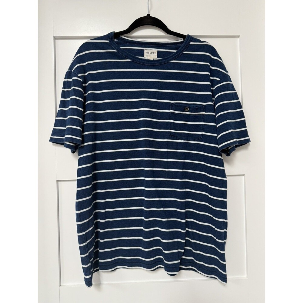 Todd Snyder Navy Striped Cotton Short Sleeve T-shirt Size XL